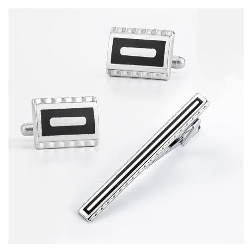 TAMSNDL Krawattenklammer Business Emaille Krawattenklammer Manschettenknöpfe Set Herren Französisch Hemd Krawatte Clip Zubehör(C_As Shown) von TAMSNDL