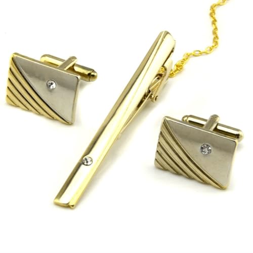 TAMSNDL Krawattenklammer Diamantbesetztes Krawattenklammer-Manschettenknopf-Set(D_As Shown) von TAMSNDL