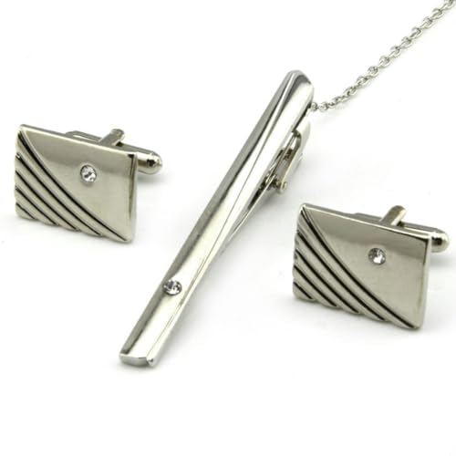 TAMSNDL Krawattenklammer Diamantbesetztes Krawattenklammer-Manschettenknopf-Set(E_As Shown) von TAMSNDL