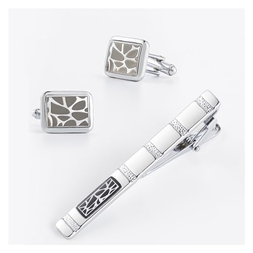 TAMSNDL Krawattenklammer Galvanisiertes Silber Dekorative Accessoires Krawattenklammer Manschettenknöpfe Set Krawattenklammer Französische Manschettenknöpfe(C_As Shown) von TAMSNDL