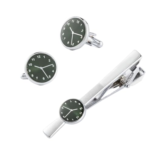 TAMSNDL Krawattenklammer Galvanisiertes Silber Dekorative Accessoires Krawattenklammer Manschettenknöpfe Set Krawattenklammer Französische Manschettenknöpfe(C_As Shown) von TAMSNDL
