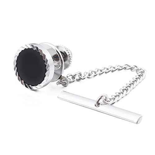 TAMSNDL Krawattenklammer Runde Perlmutt Herren Krawatte Stud Mode Matte Metall Kupplung zurück Kette Hochzeitsgeschenk(D_1) von TAMSNDL