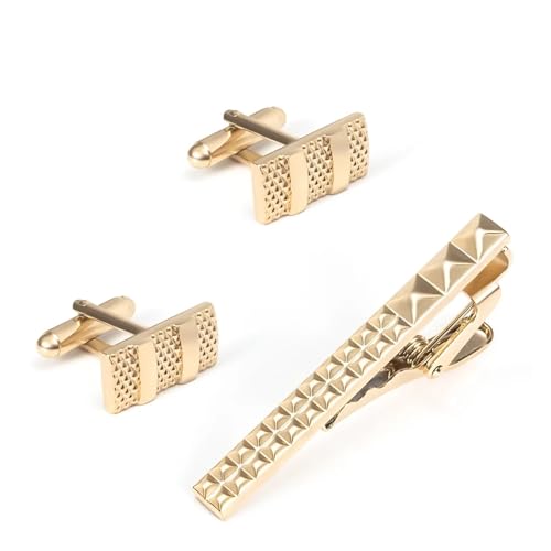 TAMSNDL Krawattenklammern Galvanisiertes gebürstetes Krawattenklammer-Manschettenknopf-Set for Herren-Businesshemden, formelle Accessoires(C_As Shown) von TAMSNDL