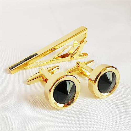 TAMSNDL Krawattenklammern Manschettenknöpfe Set Kristall Krawattenklammer Manschettenknöpfe Set Zirkon Kragen Clip Französisch Manschette Verschluss(D_D) von TAMSNDL