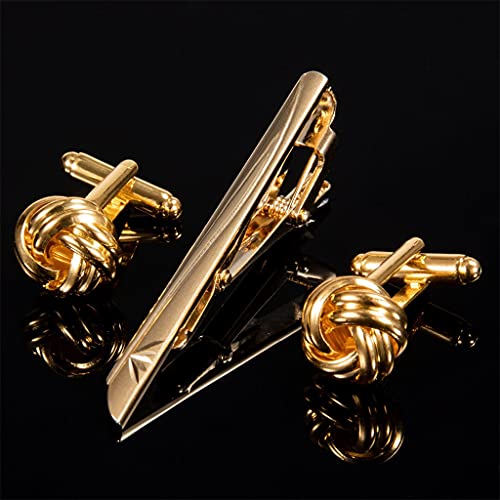 TAMSNDL Krawattenklammern Mode Gold Manschettenknöpfe Krawatte Clip for Krawatte Pin for Herren Geschenk Klassische Muster Krawatte Bar Manschettenknöpfe Krawatte Clip Set Männer Schmuck von TAMSNDL