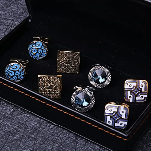 TAMSNDL Manschettenknopf 4 Paar Manschettenknöpfe und Manschettennägel Herrenanzug Hemd Hemd Manschettennägel Business Geschenkbox,B,B(A_B) von TAMSNDL