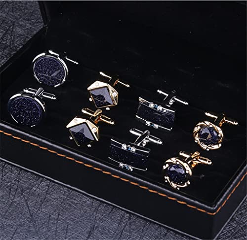 TAMSNDL Manschettenknopf 4 Paar Manschettenknöpfe und Manschettennägel Herrenanzug Hemd Hemd Manschettennägel Business Geschenkbox,B,B(B_B) von TAMSNDL