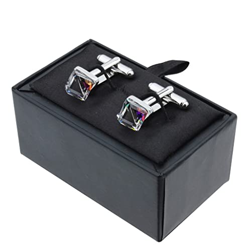 TAMSNDL Manschettenknopf Hemdzubehör Kristallmanschettenknöpfe Bunte Manschettenknöpfe Geschenkbox for Hochzeit,E,10 * 12mm(E_10*12mm) von TAMSNDL