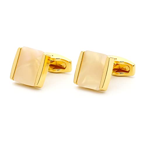 TAMSNDL Manschettenknopf Herren Manschettenknöpfe Muschel Golden Silber Farbe Quadratisch Formales Hemd Manschettenknöpfe Knopf Hochzeitsgeschenke von TAMSNDL