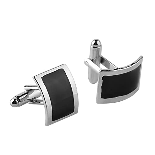 TAMSNDL Manschettenknopf Herrenhemden Cufflins Schwarze quadratische Knöpfe Klassische Manschettenknöpfe Hochzeitsfeier Manschettenknopf,A(A_As The Picture Shows) von TAMSNDL