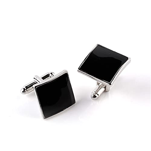 TAMSNDL Manschettenknopf Herrenhemden Cufflins Schwarze quadratische Knöpfe Klassische Manschettenknöpfe Hochzeitsfeier Manschettenknopf,A(B_As The Picture Shows) von TAMSNDL