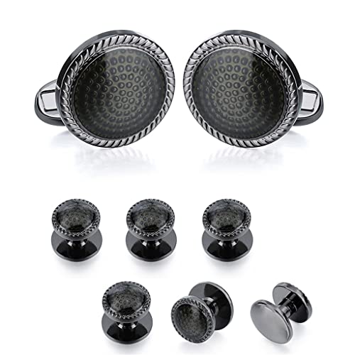 TAMSNDL Manschettenknopf Modische Manschettenknöpfe und Smoking-Ohrstecker-Set for Herren, rund, Emaille, for Geschäftshochzeiten, Geschenke, D, gleiche Größe(D_Same Size) von TAMSNDL