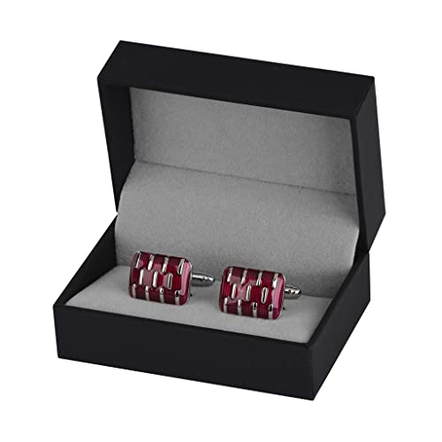 TAMSNDL Manschettenknopf Quadratische rote Emaille-Manschettenknöpfe, hochglanzpolierte Metallknöpfe for Business-Hochzeitshemd-Manschettenknöpfe von TAMSNDL