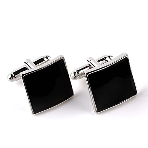 TAMSNDL Manschettenknopf Schwarz Karierte Manschettenknöpfe for Herren, Hochzeitsmanschetten, Kristallmanschettenknöpfe, französische Hemdärmel, Emaille-Anstecker von TAMSNDL