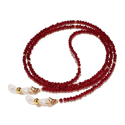 TAMSNDL Sonnenbrillenkette Spitzkristall-Clip Goldperlen Brillenkette Handgemachte Kette Grüne Damen Neckholderkette(E_79CM) von TAMSNDL