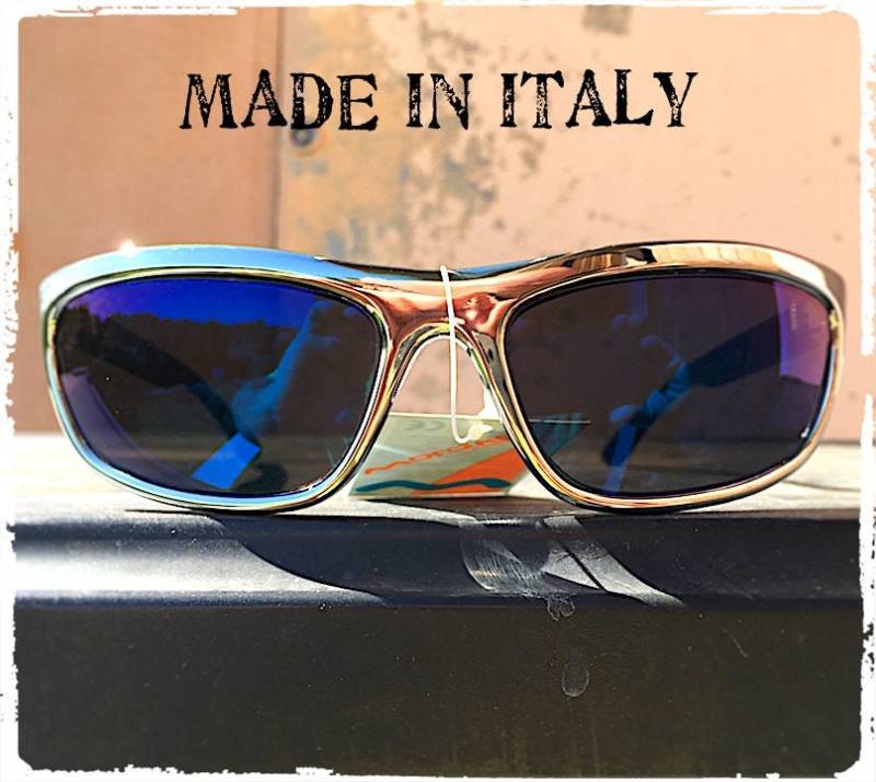 Hergestellt in Italien Herren Sport Wraparound Sonnenbrille Silber Schwarz Blau Stil Balorama Wrap Style von TAMUGNOSUNGLASSITALY