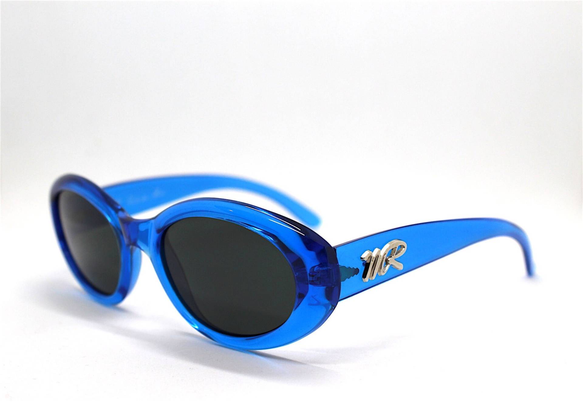 Made in Italy Ovale Sonnenbrille Frau Transparent Blau Rahmen Schwarze Glaslinse Vintage Für Frauen Blaues Glas 90Er von TAMUGNOSUNGLASSITALY