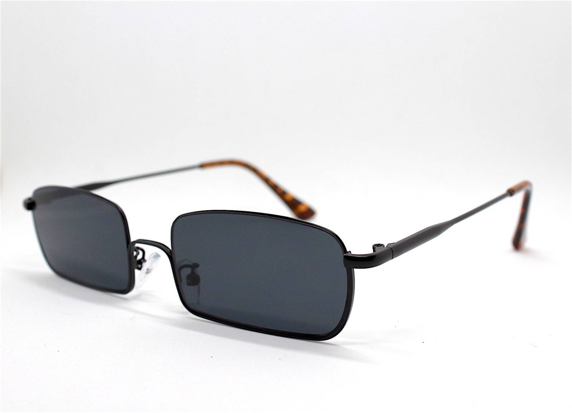 Rechteckige Niedrige Sonnenbrille Für Männer Und Frauen, Schwarzer Rahmen, Schwarze Linse, Vampir, Gothic, Steampunk von TAMUGNOSUNGLASSITALY