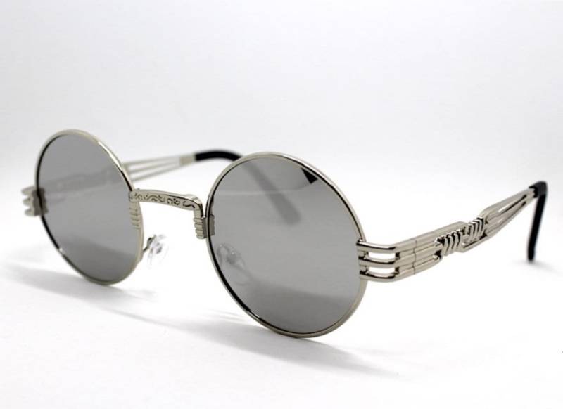 Retro-Sonnenbrille Mit Rundem Silbernem Spiegel Für Damen Und Herren, Runde Sonnenbrille Rahmen, Verspiegelte Silberne Gläser, Steampunk, Vampir von TAMUGNOSUNGLASSITALY