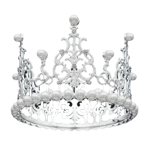 10 * 75 cm Runde Silber Perle Kristall Braut Krone Für Hochzeit Tiara Prinzessin Königin Krone Strass Braut Stirnband für Gril von TAMUNI