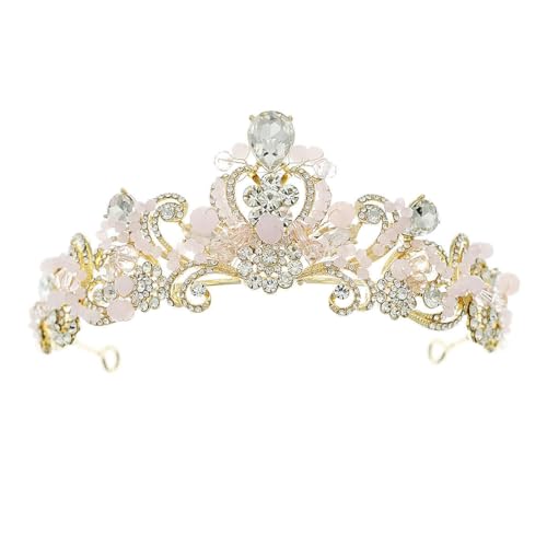 13 * 6cm Barock Perle Kristall Braut Krone Für Hochzeit Tiara Prinzessin Königin Krone Rosa Strass Braut Stirnband von TAMUNI