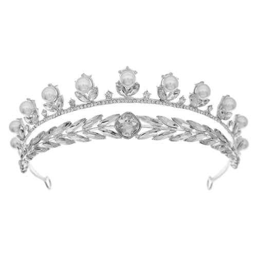 135 * 40MM Silber Perle Strass Kristall Braut Krone Für Hochzeit Tiara Prinzessin Königin Krone Strass Braut Stirnband von TAMUNI