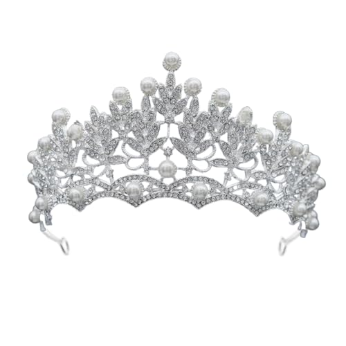 135 * 70mm Runde Perle Kristall Braut Krone Für Hochzeit Tiara Prinzessin Königin Krone Strass Braut Stirnband von TAMUNI