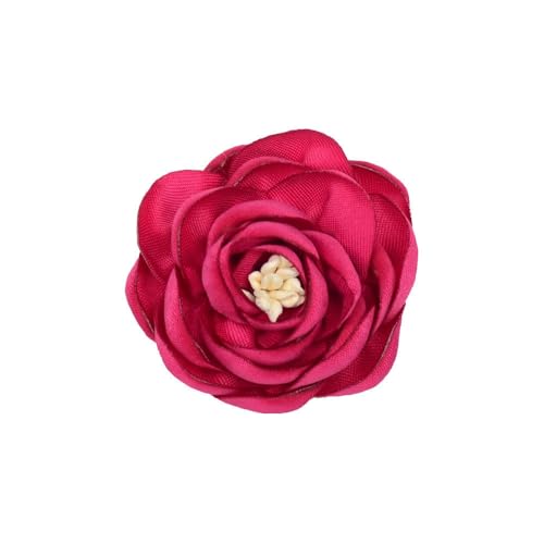 TAMUNI 4 * 10CM 10 Stück Brennkante Gold Satin Blume Anstecknadel Abzeichen Blumen Corsage Satin Blume/Rose Anstecknadel Brosche Pin für Frauen Braut von TAMUNI