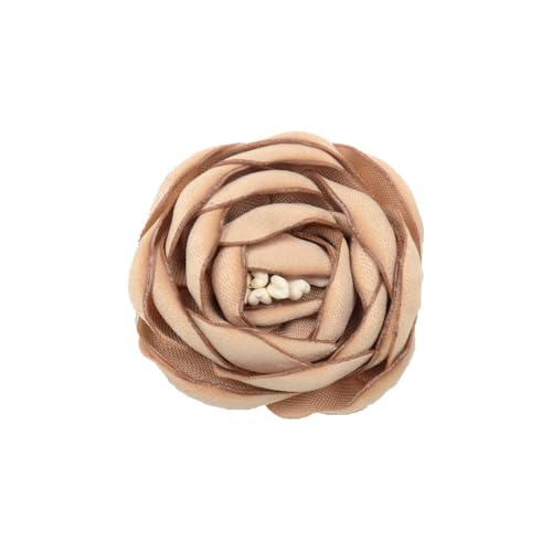 TAMUNI 4 * 10CM 3 Stück Brennkante Silber Satin Blume Anstecknadel Abzeichen Blumen Corsage Satin Blume/Rose Anstecknadel Brosche Pin für Frauen Braut von TAMUNI