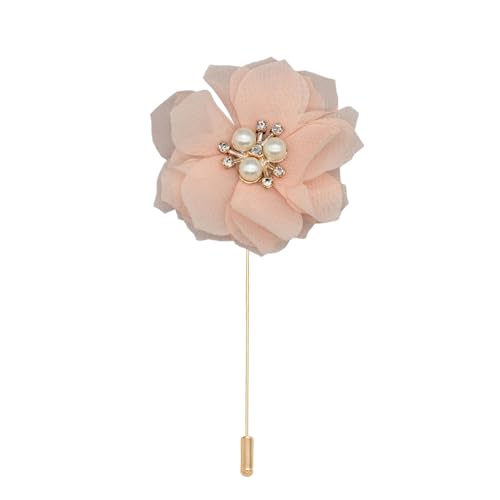 TAMUNI 4 * 10CM 5/10PCS Perle Pflaume Blüte Gold Chiffon Stoff Blume Anstecknadel Abzeichen Blume Corsage Satin Blume Anstecknadel Brosche Pin Für Frauen von TAMUNI