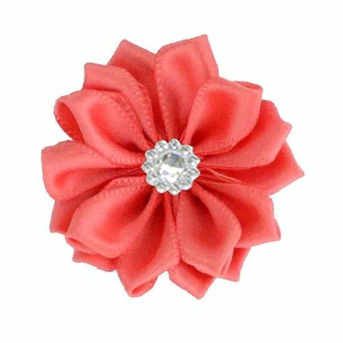 TAMUNI 4 * 9 cm 20 Stück Strass Gold Satin Blume Anstecknadel Abzeichen Blumen Corsage Satin Rose Blume/Rosen Anstecknadel Brosche Pin für Frauen Braut von TAMUNI