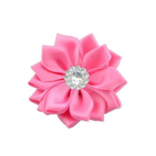 TAMUNI 4 * 9 cm 20 Stück Strass Silber Satin Blume Anstecknadel Abzeichen Blumen Corsage Satin Rose Blume/Rosen Anstecknadel Brosche Pin für Frauen Braut von TAMUNI