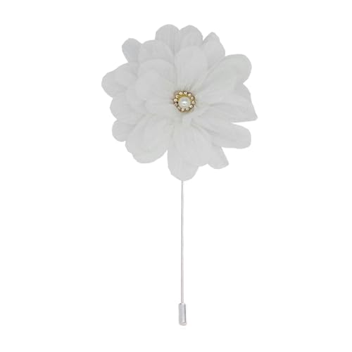 TAMUNI 8 * 11 cm 6/12 stücke Perle Silber Seide Chiffon Tuch Blume Anstecknadel Abzeichen Blume Corsage Satin Blume Anstecknadel Brosche Pin Für Frauen Braut von TAMUNI