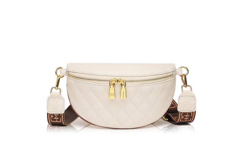 TAN.TOMI Bauchtasche Damen Umhängetasche mit breitem Gurt & goldenen Metallteilen, Schlichte Crossbody Bag als Geschenkidee von TAN.TOMI