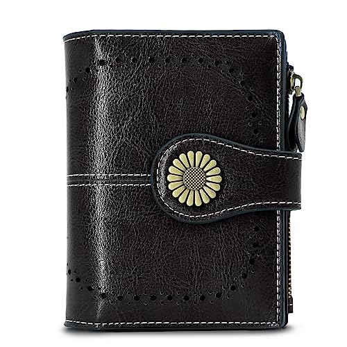 TANTOMI Geldbörse Damen Leder mit RFID Blocking, Münzfach Zipper, Mehrere Kartenfächer und Hasp, Bordeaux von TANTOMI