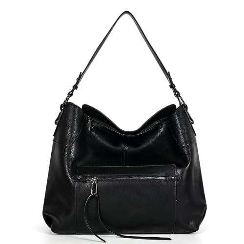 TANTOMI Handtasche Damen, Große Kapazität Umhängetasche, Moderne Elegante Henkeltaschen Einkaufstasche mit Abnehmbarem Schulterriemen für Verschiedene Szenen, Schwarz von TANTOMI