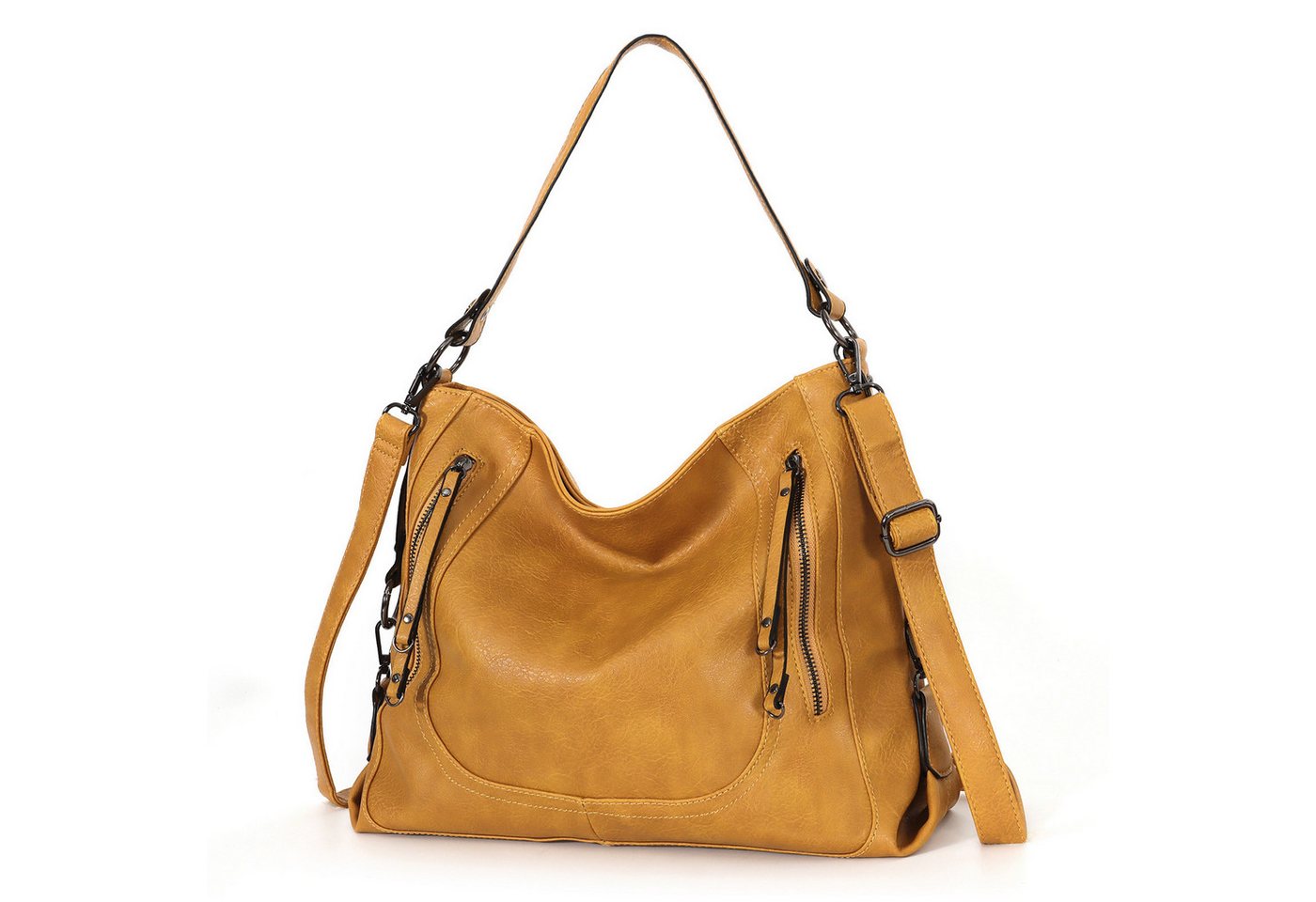 TAN.TOMI Handtasche Damen Lederimitat Umhängetasche Hobo Taschen groß Mit Metall Deko, Gross Schultertasche mit Abnehmbar Schulterriemen von TAN.TOMI