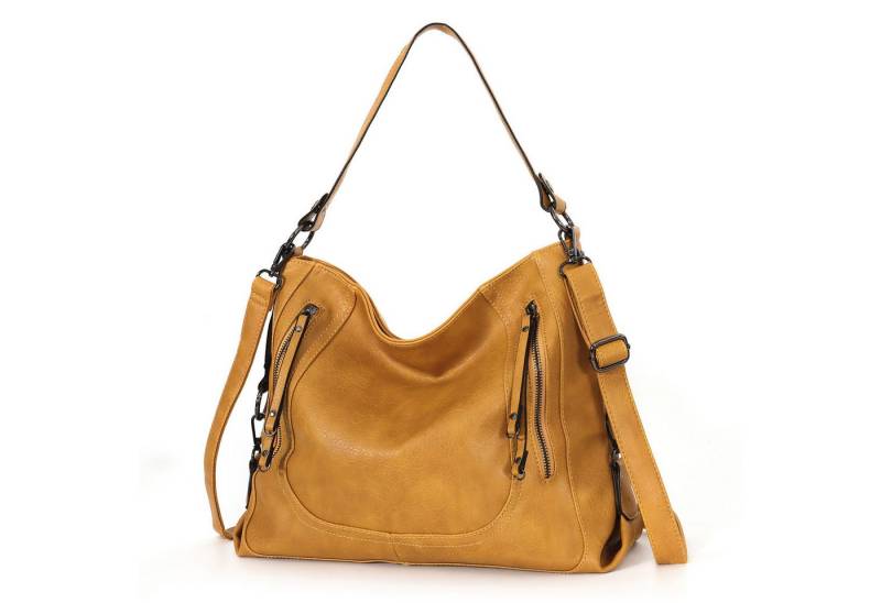 TAN.TOMI Handtasche Damen Lederimitat Umhängetasche Hobo Taschen groß Mit Metall Deko, Gross Schultertasche mit Abnehmbar Schulterriemen von TAN.TOMI
