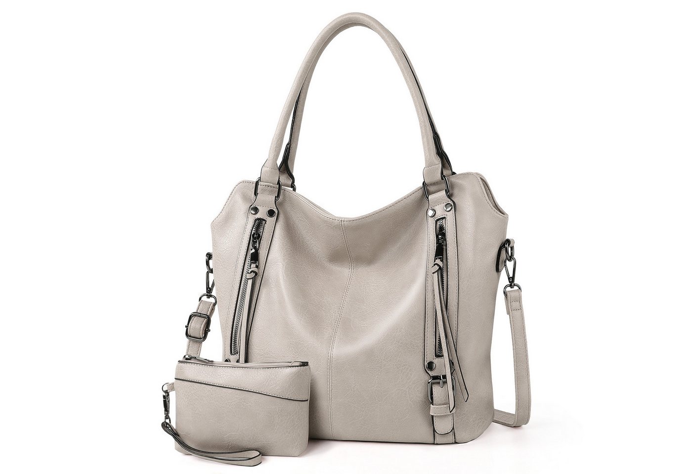 TAN.TOMI Handtasche Damen Schultertasche Groß Shopper Vegan Handtasche, Handtaschen Umhängetasche Geldbörse Damen Taschen 2-Tlg von TAN.TOMI