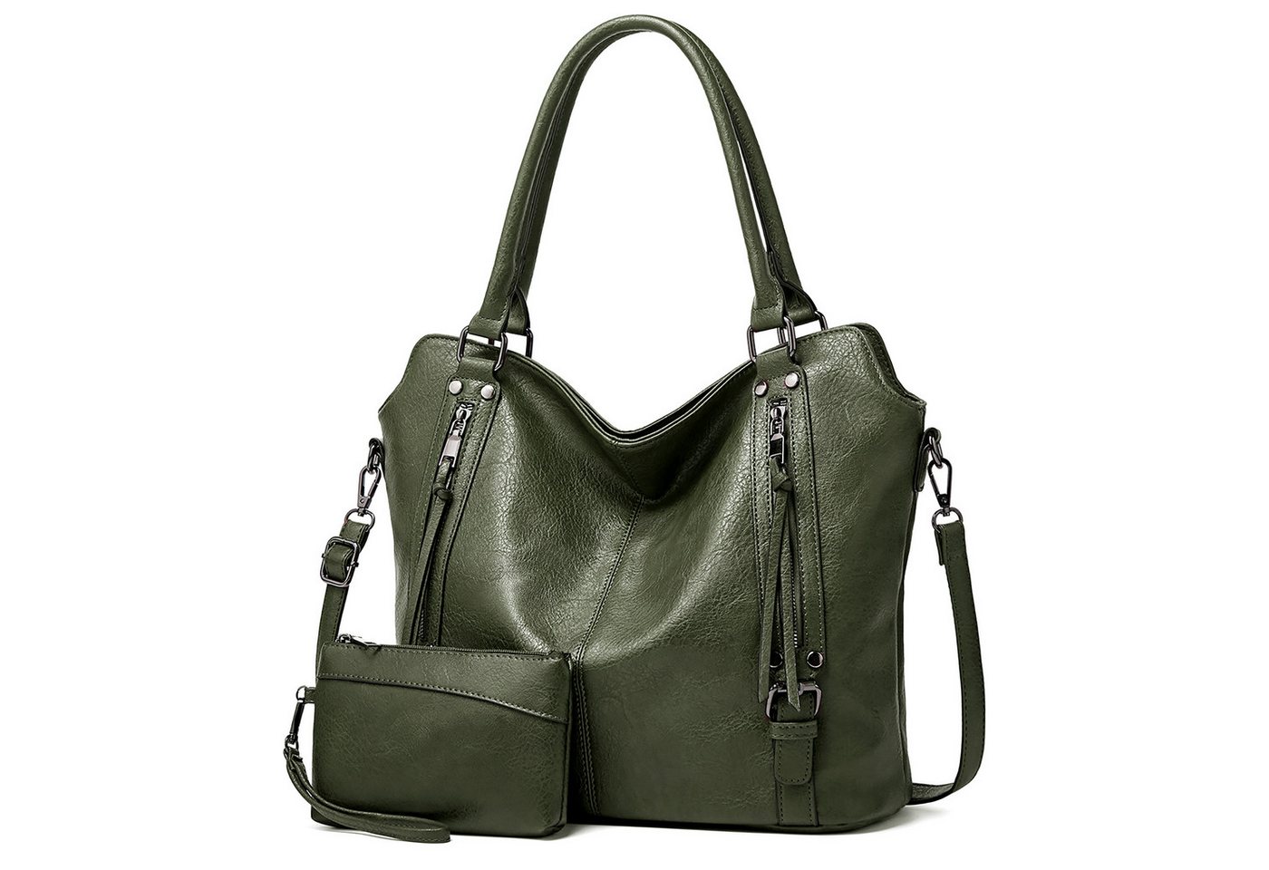 TAN.TOMI Handtasche Damen Schultertasche Groß Shopper Vegan Handtasche, Handtaschen Umhängetasche Geldbörse Damen Taschen 2-Tlg von TAN.TOMI