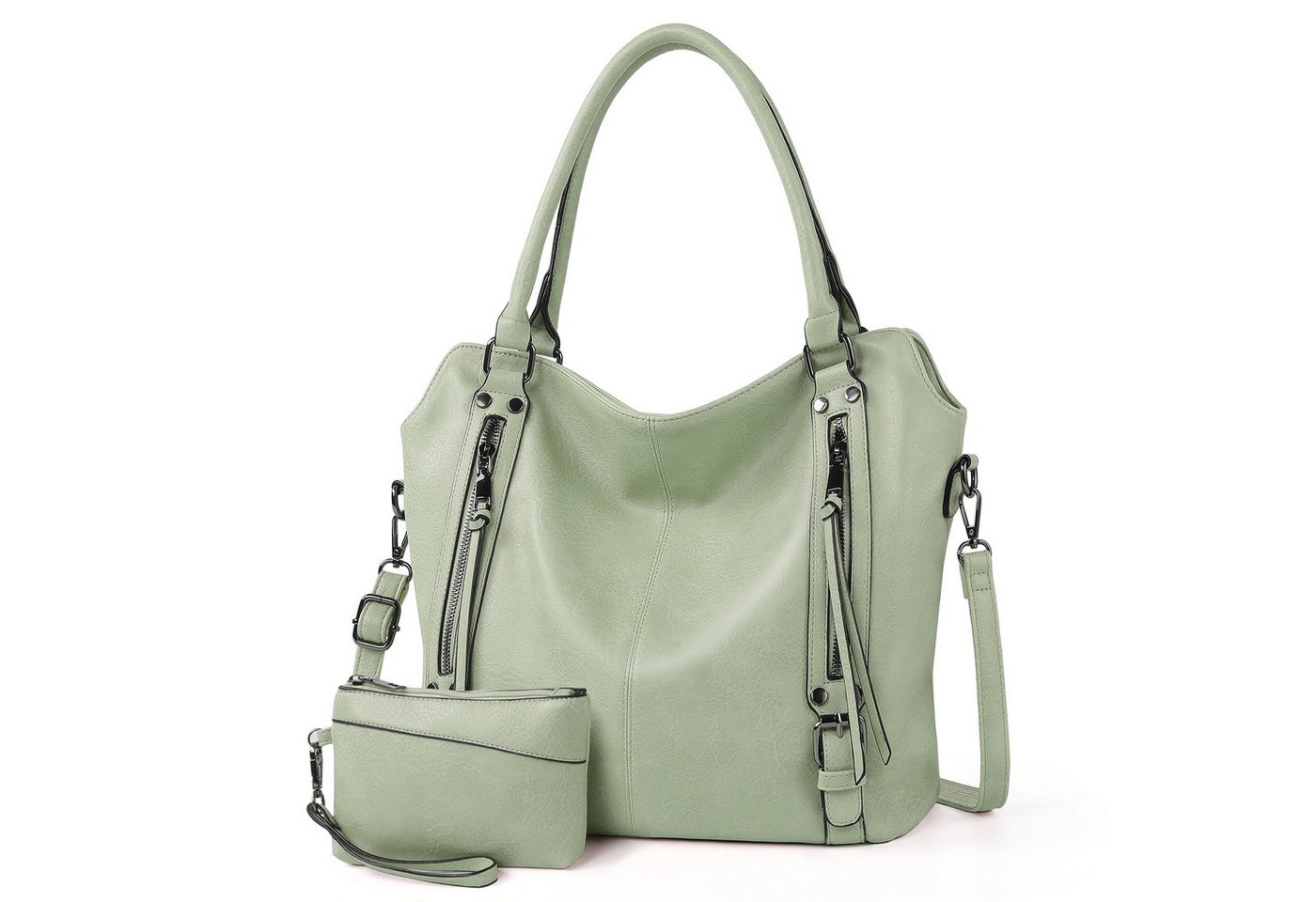 TAN.TOMI Handtasche Damen Schultertasche Groß Shopper Vegan Handtasche, Handtaschen Umhängetasche Geldbörse Damen Taschen 2-Tlg von TAN.TOMI