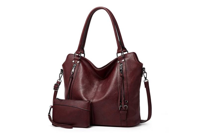 TAN.TOMI Handtasche Damen Schultertasche Groß Shopper Vegan Handtasche, Handtaschen Umhängetasche Geldbörse Damen Taschen 2-Tlg von TAN.TOMI