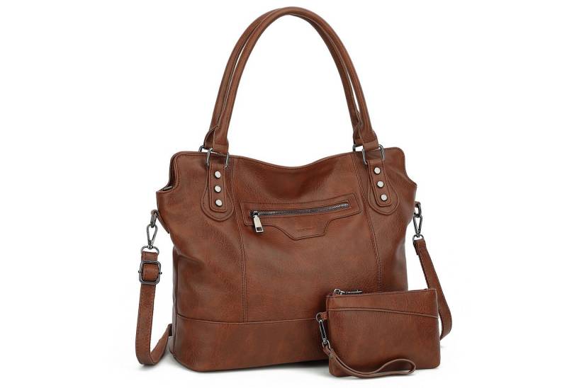 TAN.TOMI Handtasche Damen Schultertasche - Set Shopper Umhängetasche Henkeltasche, Mit abnehmbarem Schultergurt für Einkauf Reise Büro Schule von TAN.TOMI
