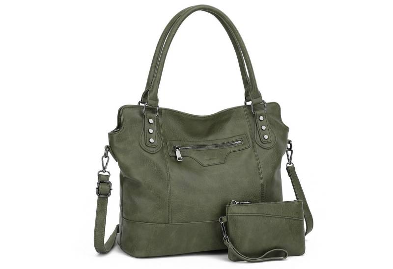 TAN.TOMI Handtasche Damen Schultertasche - Set Shopper Umhängetasche Henkeltasche, Mit abnehmbarem Schultergurt für Einkauf Reise Büro Schule von TAN.TOMI