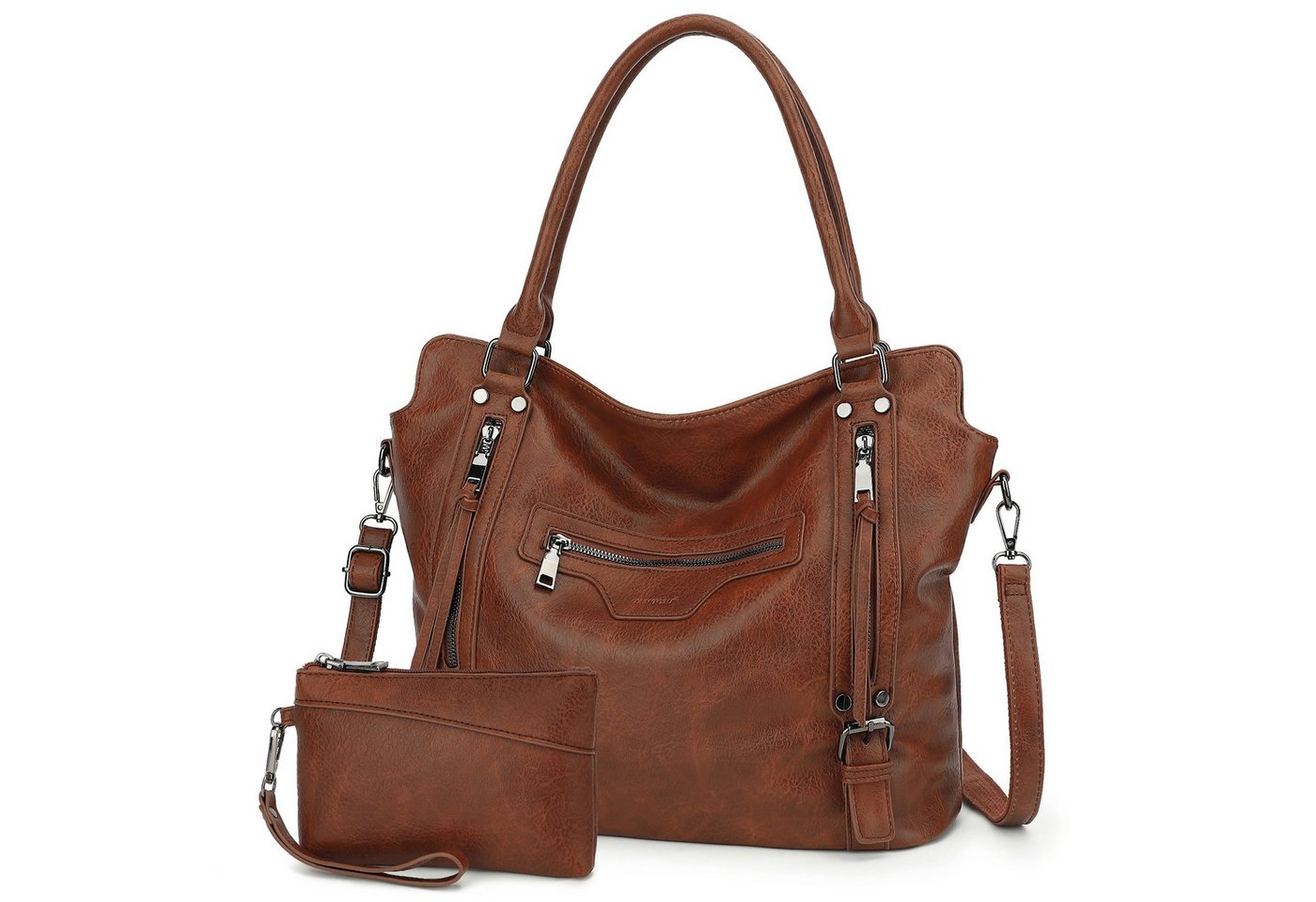 TAN.TOMI Handtasche Damen Shopper - Set Schultertasche Henkeltasche Umhängetasche, Mit abnehmbarem Schultergurt für Büro Schule Einkauf Reise von TAN.TOMI
