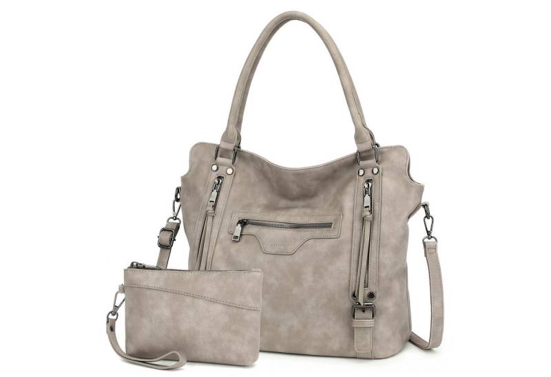 TAN.TOMI Handtasche Damen Shopper - Set Schultertasche Henkeltasche Umhängetasche, Mit abnehmbarem Schultergurt für Büro Schule Einkauf Reise von TAN.TOMI