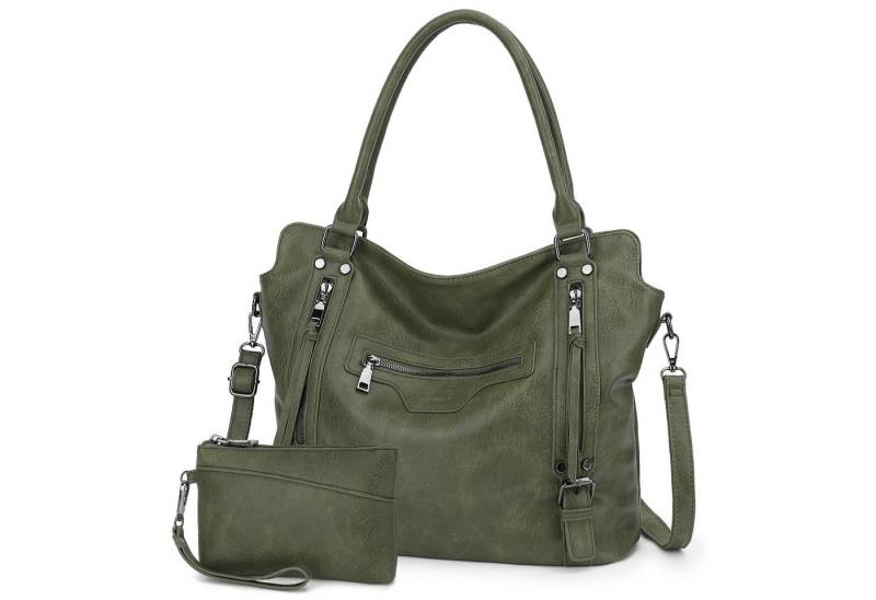 TAN.TOMI Handtasche Damen Shopper - Set Schultertasche Henkeltasche Umhängetasche, Mit abnehmbarem Schultergurt für Büro Schule Einkauf Reise von TAN.TOMI