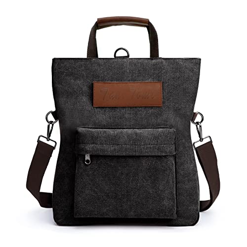 TAN.TOMI Handtasche Rucksack Damen 2 in 1, Canvas Rucksacktasche Damen Groß Handtasche Damen, Mehrzweck Damen Rucksack für Arbeit, Büro, Einkaufen, Shopper Reisen im Freien. von TAN.TOMI