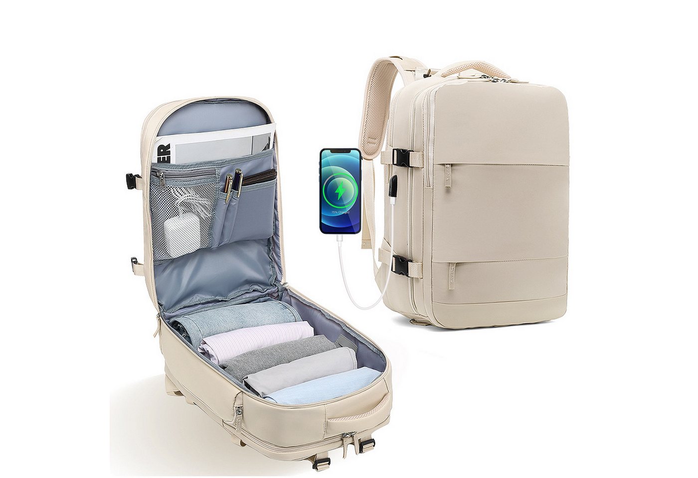 TAN.TOMI Reiserucksack 22L Groß Handgepäck Rucksack 42x31x17 Reiserucksack Damen Handgepäck, Wasserdichter flugzeug Handgepäck mit Laptopfach mit Schuhfach von TAN.TOMI