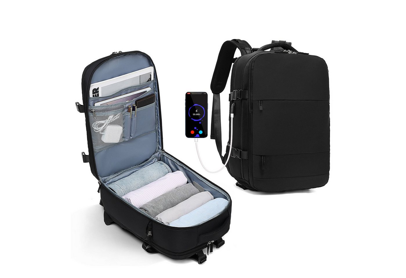 TAN.TOMI Reiserucksack 22L Groß Handgepäck Rucksack 42x31x17 Reiserucksack Damen Handgepäck, Wasserdichter flugzeug Handgepäck mit Laptopfach mit Schuhfach von TAN.TOMI